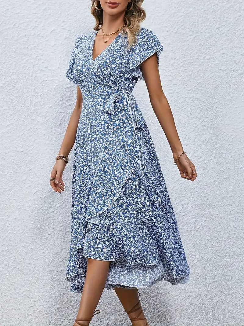 Blomstret Sommerkjole til Kvinder | Elegant Wrap-Design