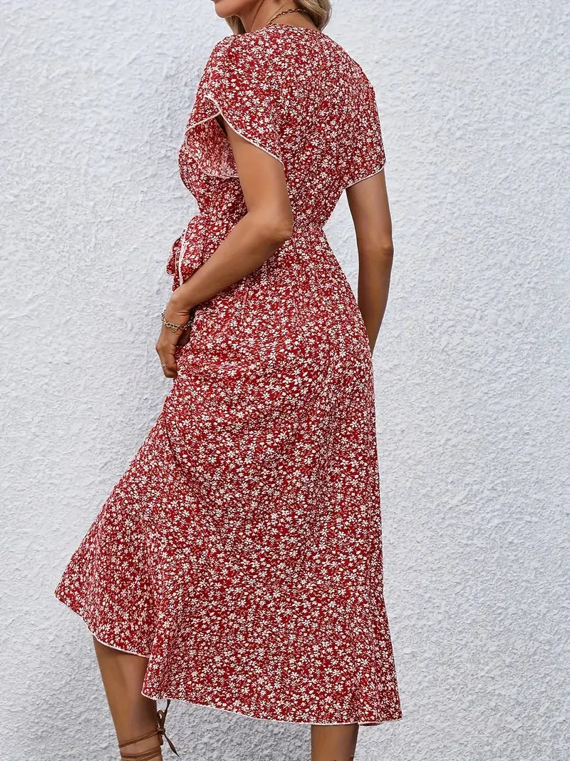 Blomstret Sommerkjole til Kvinder | Elegant Wrap-Design