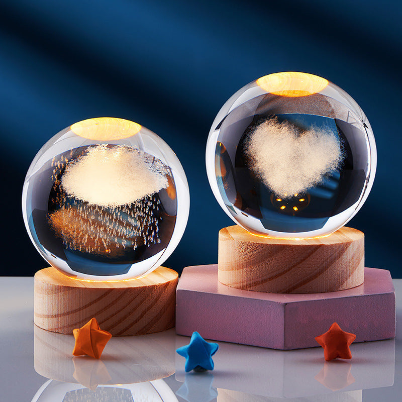 Magisk 3D Kristallkugle Lampe | Lys Op i Dine Aftener