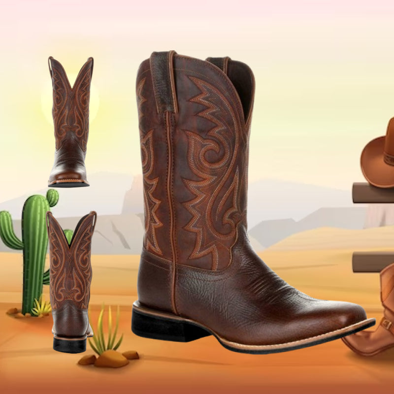 Ægte Læder Cowboy Boots | Råt Look og Høj Komfort