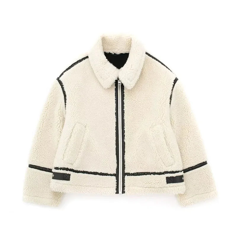 Chic Teddycoat med Trykknapper | Luksuriøs Varm Stil