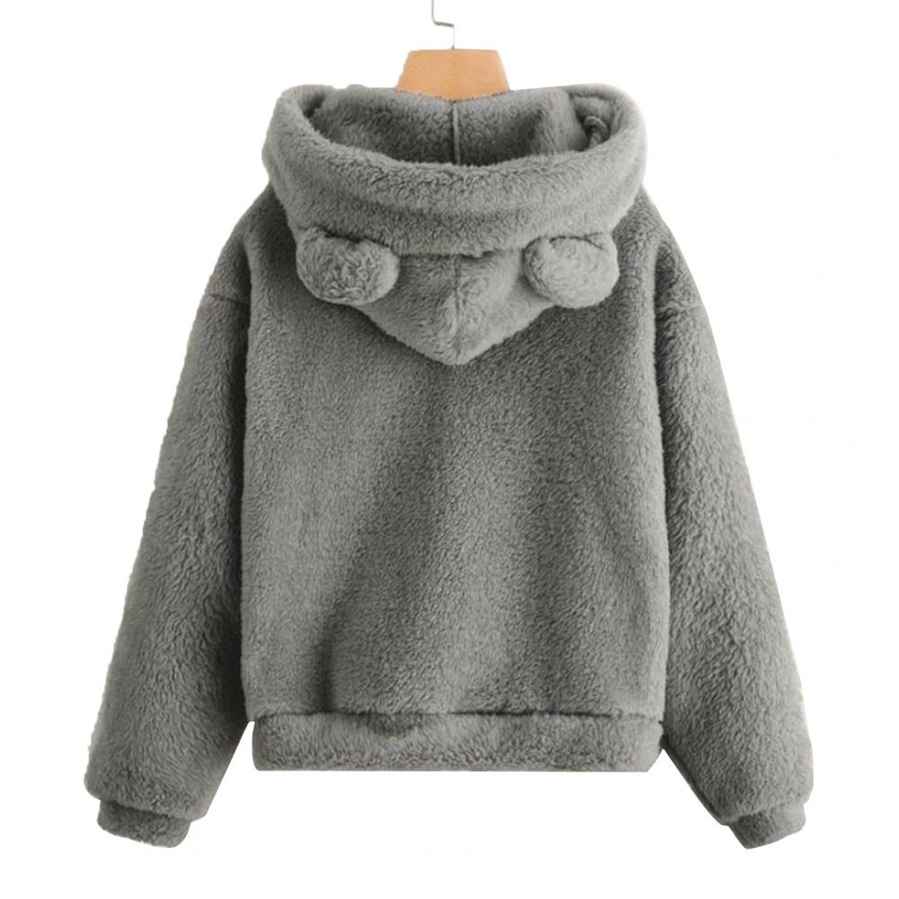Blød Fleece Hættetrøje | Hoodie med Bjørneører til Kvinder