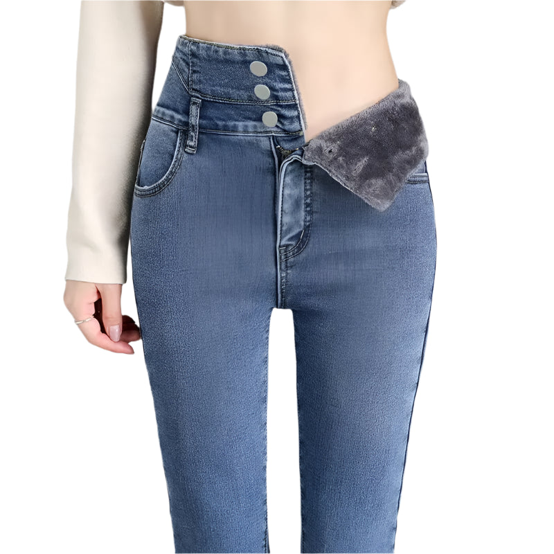 Højtaljede Termobukser | Skinny Fit med Blødt Foer