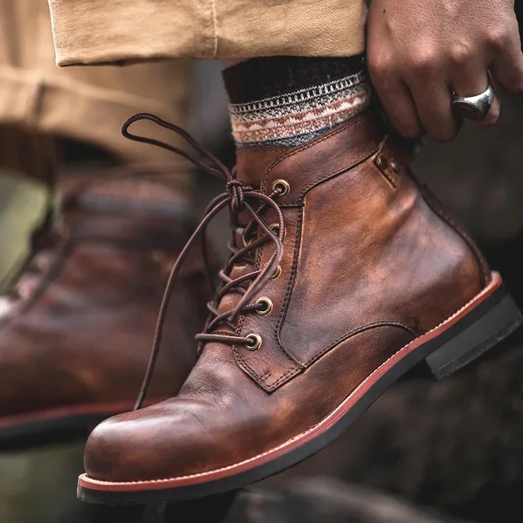 Retro Læderstøvler til Herrer | Robust Kvalitet og Maskulin Elegance