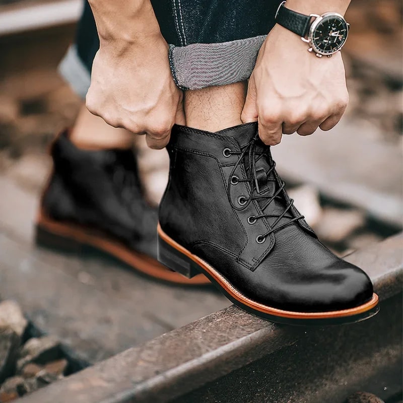 Retro Læderstøvler til Herrer | Robust Kvalitet og Maskulin Elegance