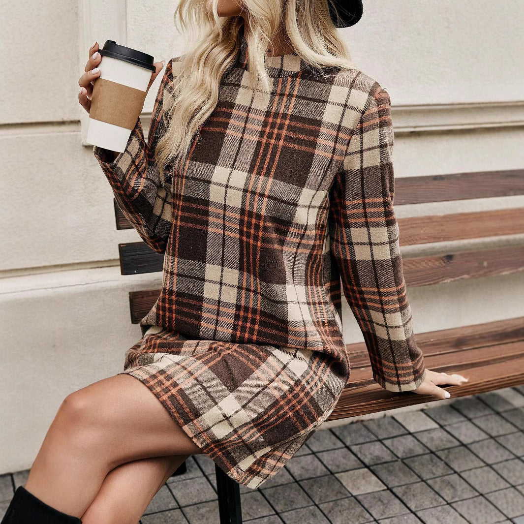Ternet Flannelkjole med Krave og Lange Ærmer | Casual og Chic