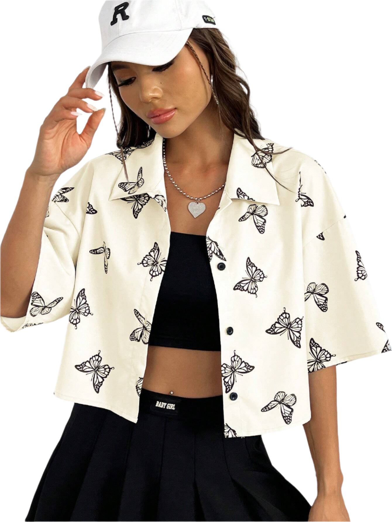 Kortærmet Skjorte med Sommerfugle | Tidløst og Trendy Look