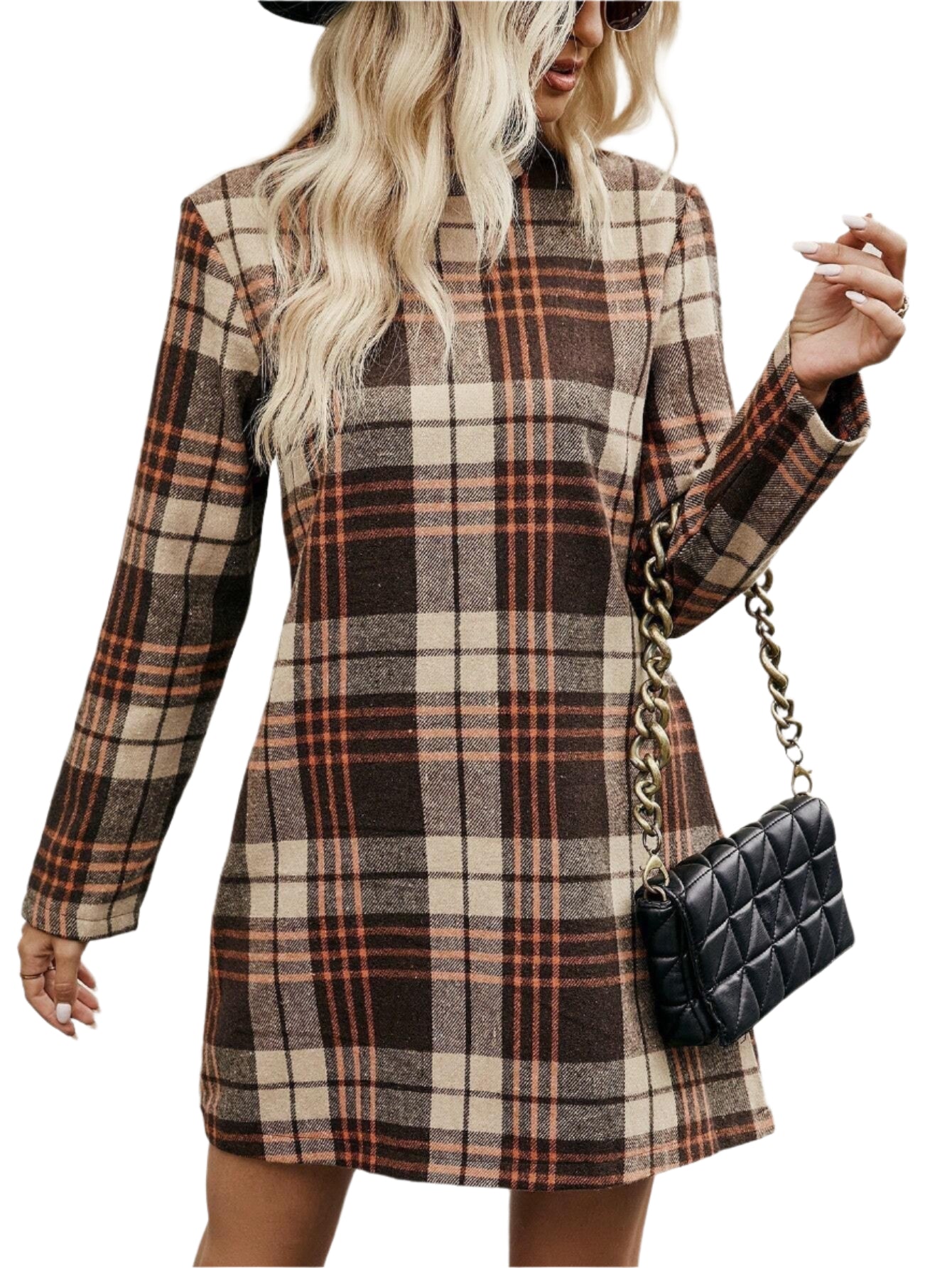 Ternet Flannelkjole med Krave og Lange Ærmer | Casual og Chic