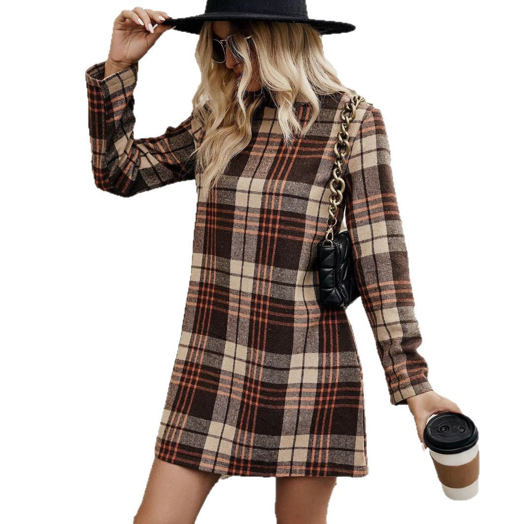 Ternet Flannelkjole med Krave og Lange Ærmer | Casual og Chic