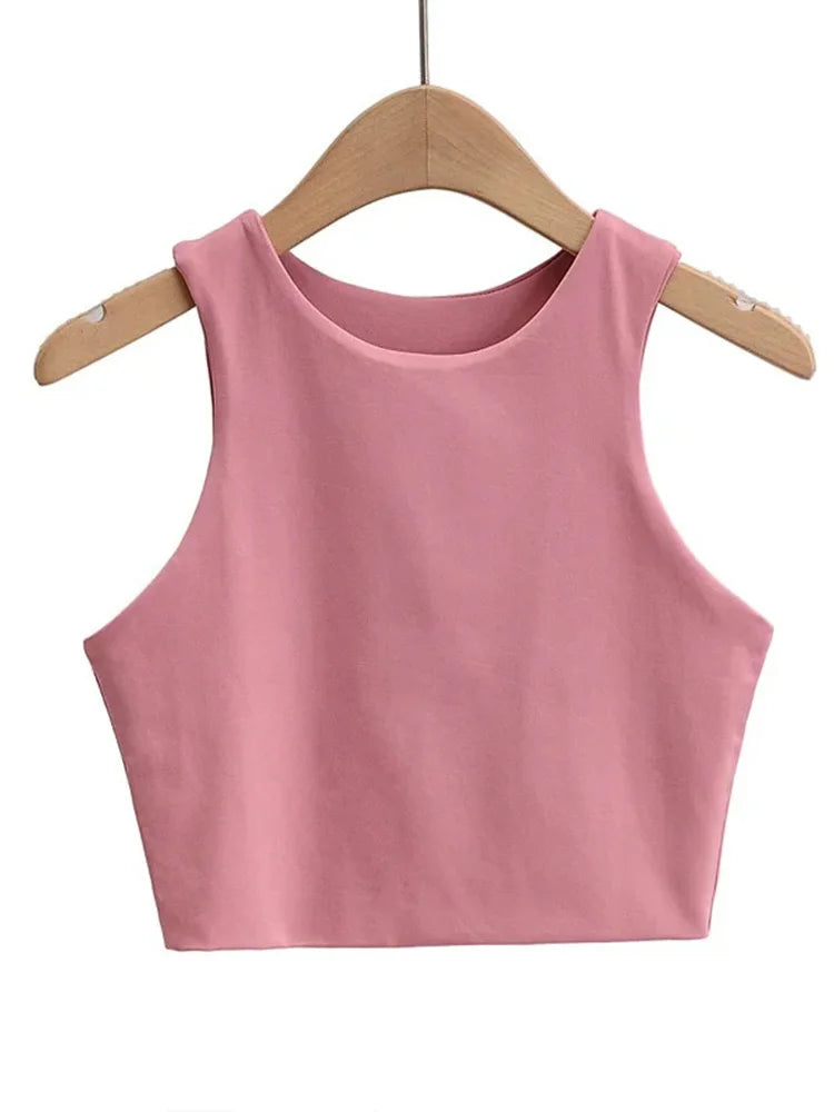 Slim Fit Tanktop til Kvinder | Ærmeløs Sommerbluse med Rund Hals