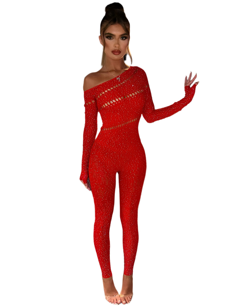 Elegant Party Jumpsuit til Kvinder | Off-Shoulder og Slim Fit