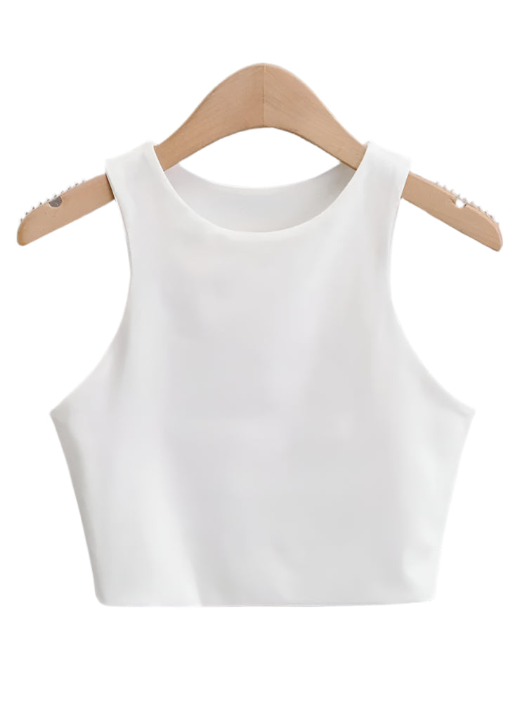 Slim Fit Tanktop til Kvinder | Ærmeløs Sommerbluse med Rund Hals
