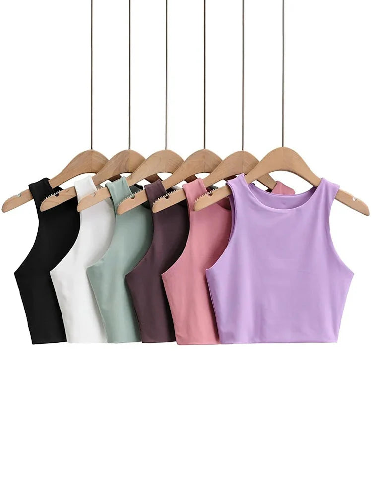 Slim Fit Tanktop til Kvinder | Ærmeløs Sommerbluse med Rund Hals