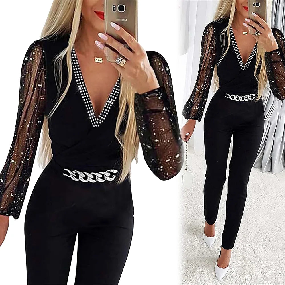 Casual Elegant Jumpsuit til Damer | Høj Talje og Slank Pasform