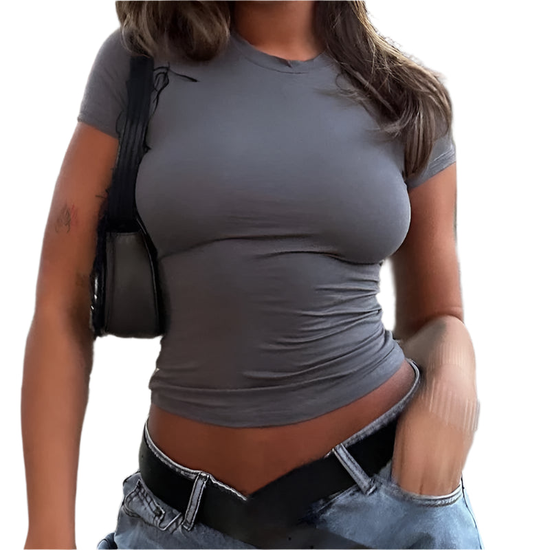Kortærmet Slim Fit Top til Damer | Trendy og Sporty Look