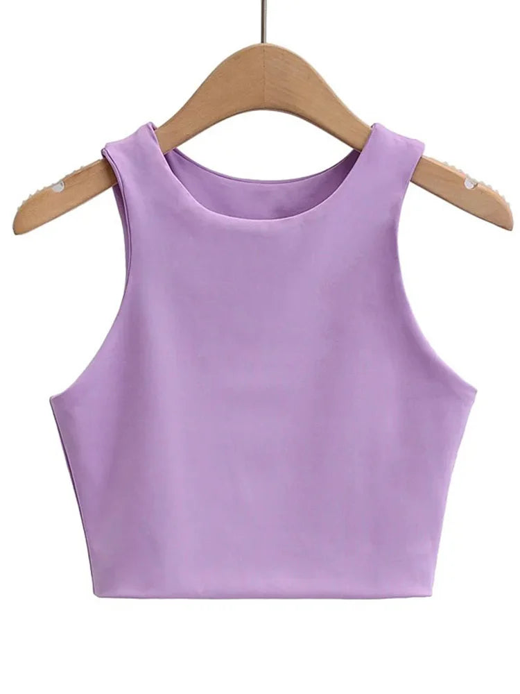 Slim Fit Tanktop til Kvinder | Ærmeløs Sommerbluse med Rund Hals