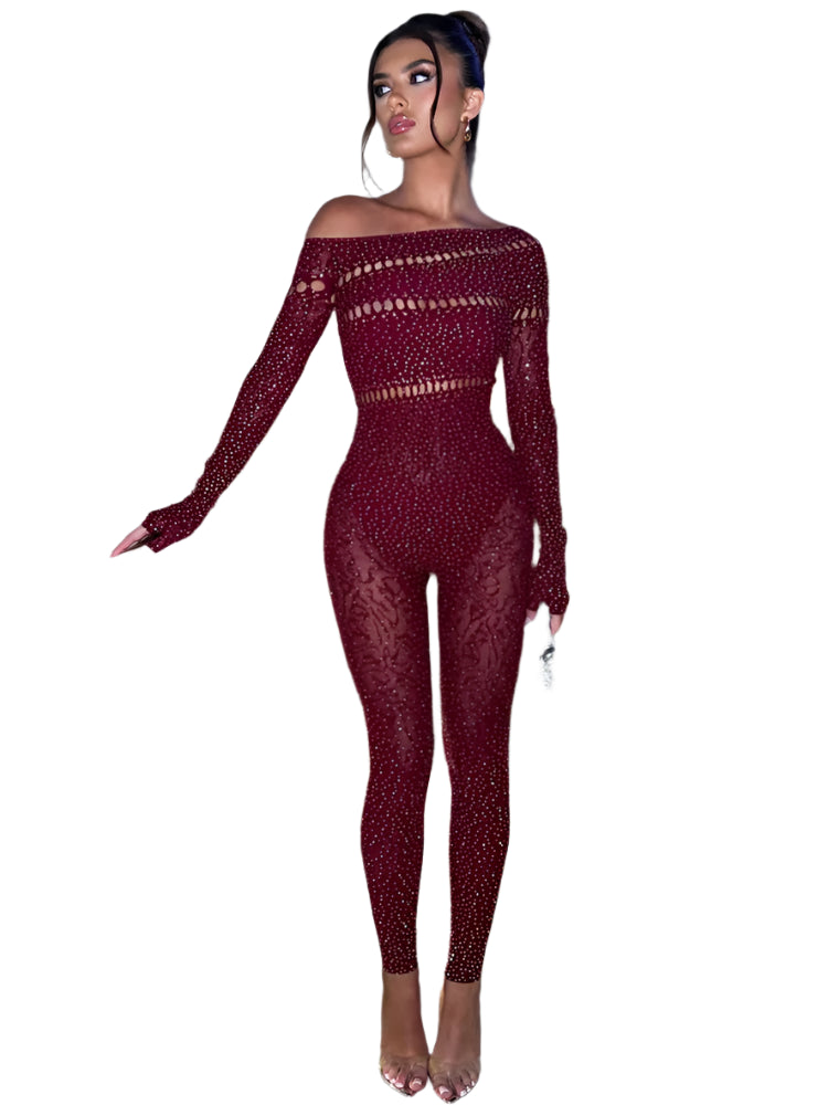 Elegant Party Jumpsuit til Kvinder | Off-Shoulder og Slim Fit