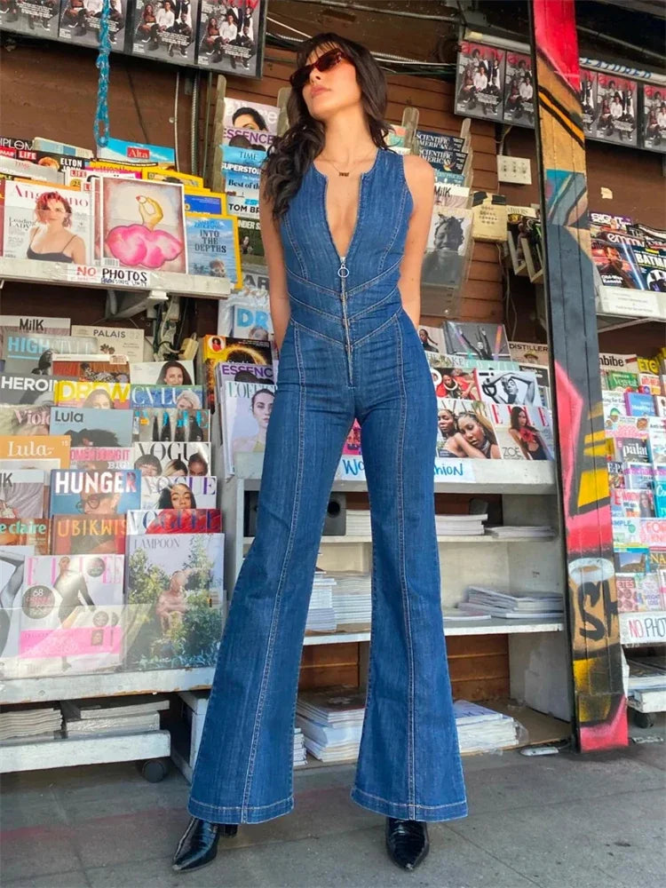 Tætsiddende Denim One-Piece | Casual og Flatterende Pasform