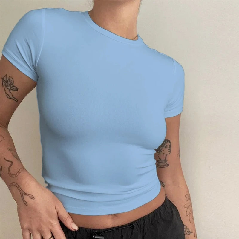 Kortærmet Slim Fit Top til Damer | Trendy og Sporty Look