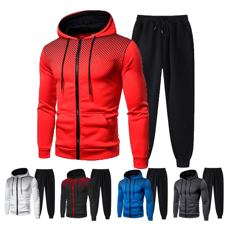 Casual Fleece Jogging Sæt til Mænd | Med Bukser og Hætte