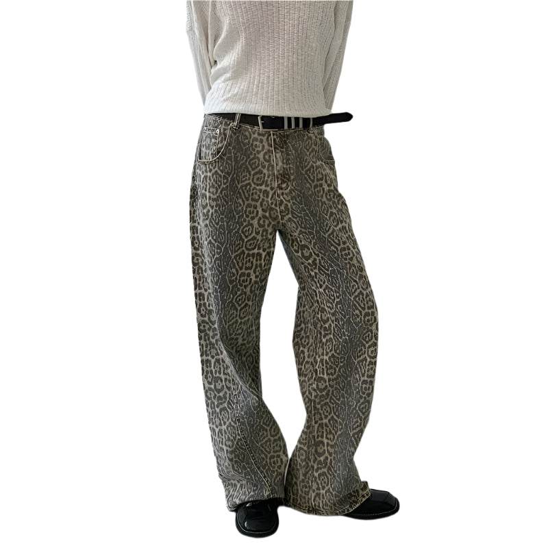 Fashion Wide-Leg Jeans | Trendy Hiphop Leopardbukser til Kvinder