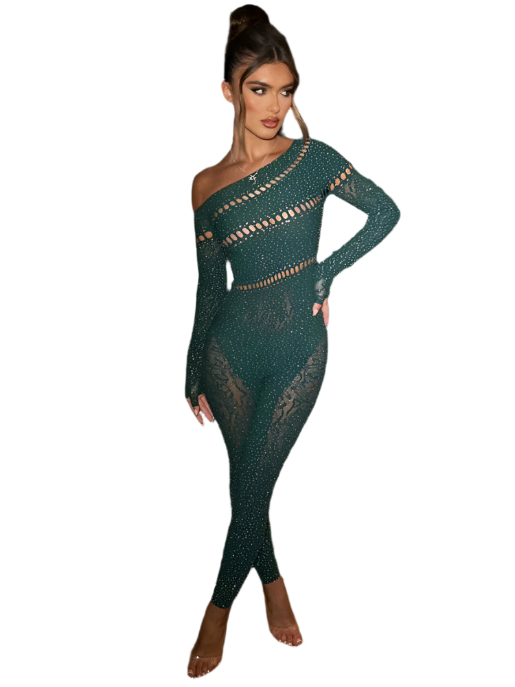 Elegant Party Jumpsuit til Kvinder | Off-Shoulder og Slim Fit