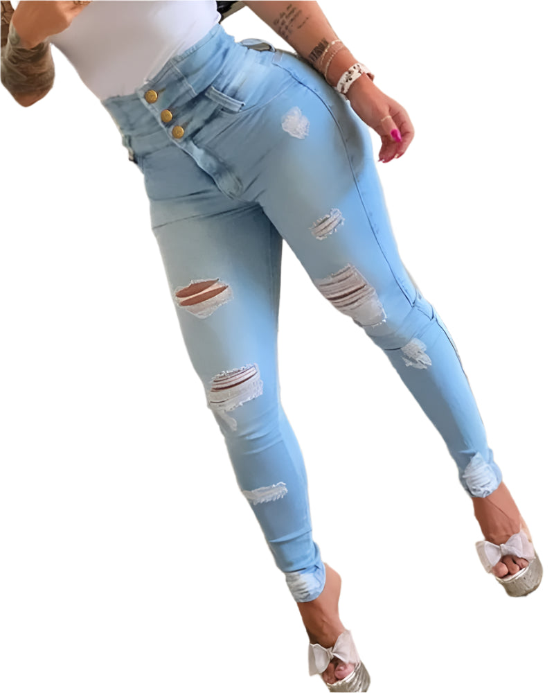 Trendy Potloodbukser | Højtaljede Bodycon Jeans til Forår