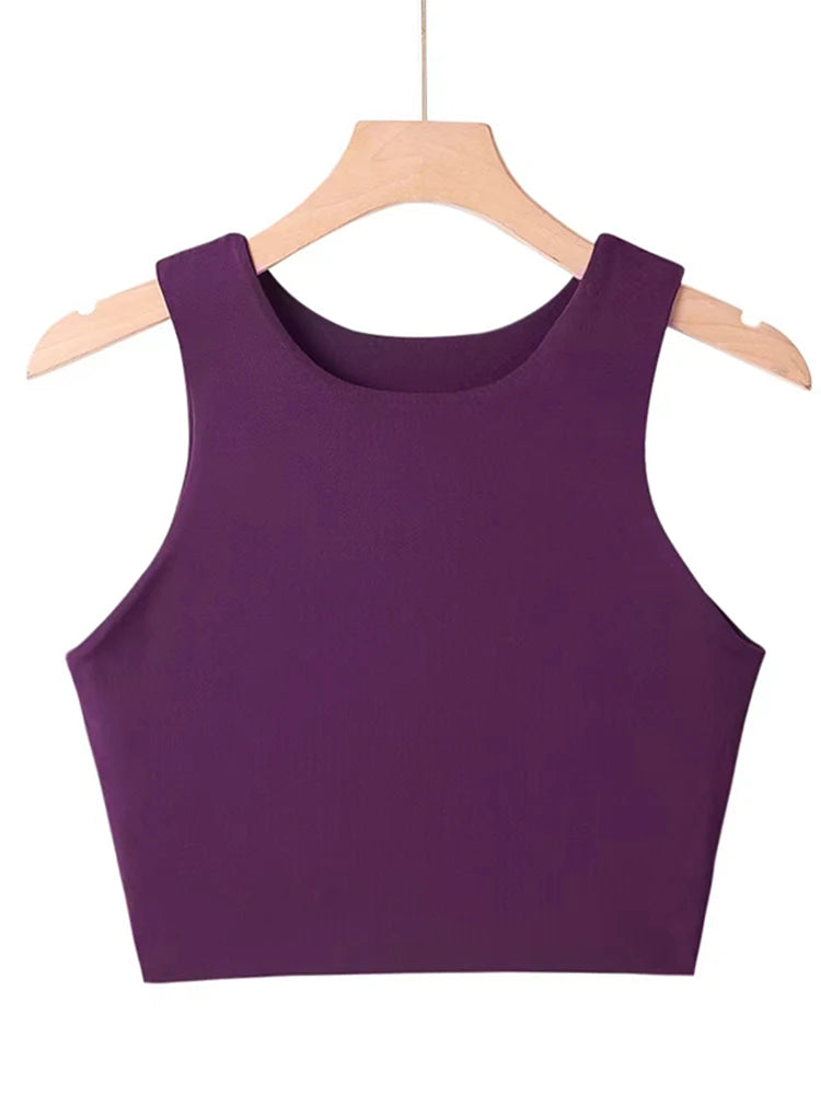 Slim Fit Tanktop til Kvinder | Ærmeløs Sommerbluse med Rund Hals