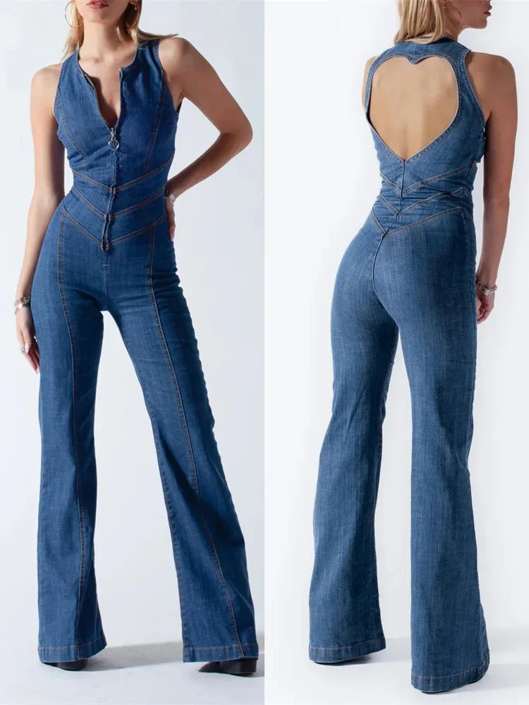 Tætsiddende Denim One-Piece | Casual og Flatterende Pasform
