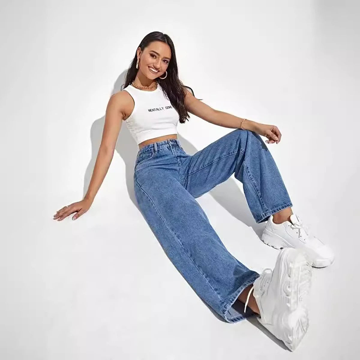 Denim Wide-Leg Bukser | Casual og Elegant Til Hverdag