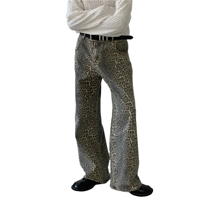 Fashion Wide-Leg Jeans | Trendy Hiphop Leopardbukser til Kvinder