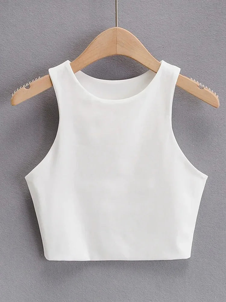Slim Fit Tanktop til Kvinder | Ærmeløs Sommerbluse med Rund Hals