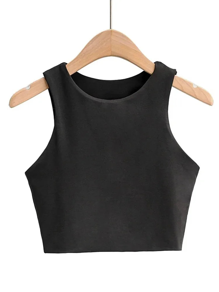 Slim Fit Tanktop til Kvinder | Ærmeløs Sommerbluse med Rund Hals