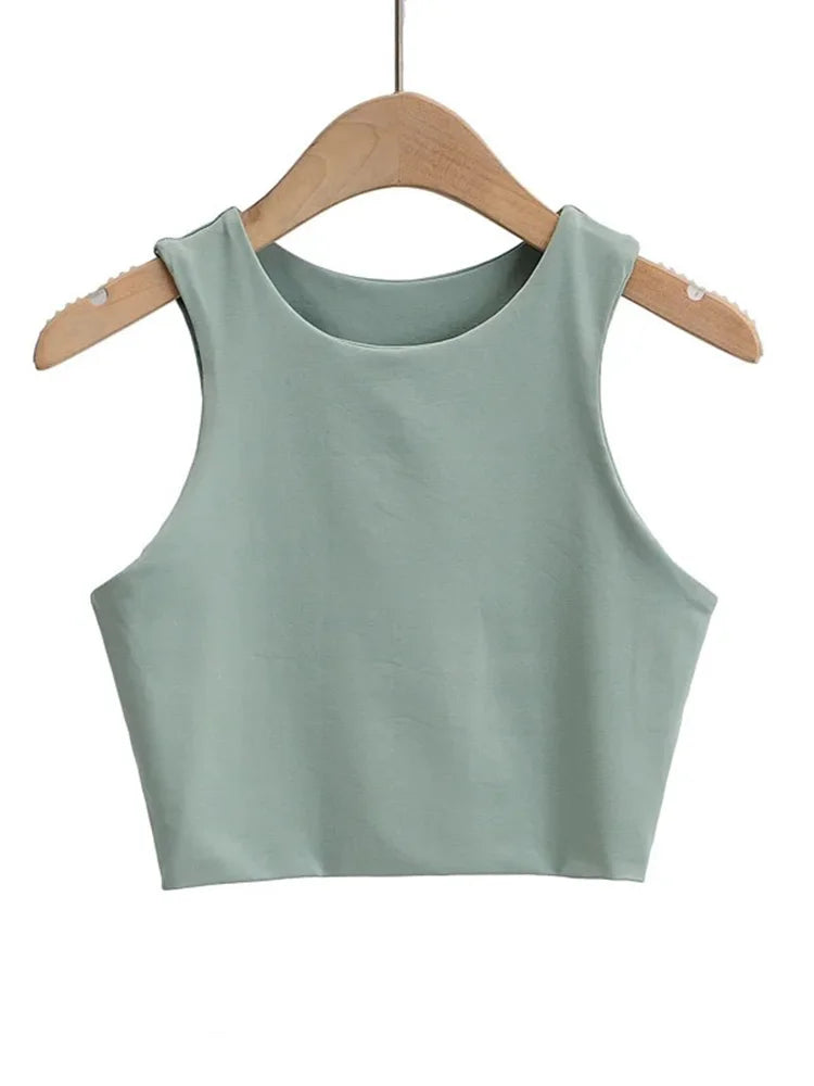 Slim Fit Tanktop til Kvinder | Ærmeløs Sommerbluse med Rund Hals