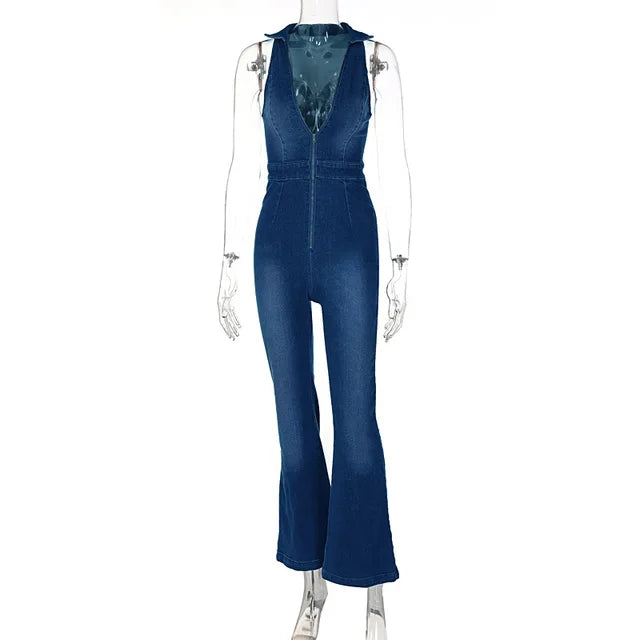 Elegant Denim Buksedragt til Damer | Komfort og Kant