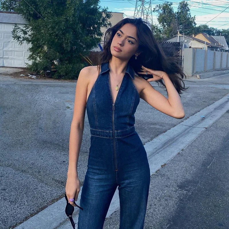Elegant Denim Buksedragt til Damer | Komfort og Kant