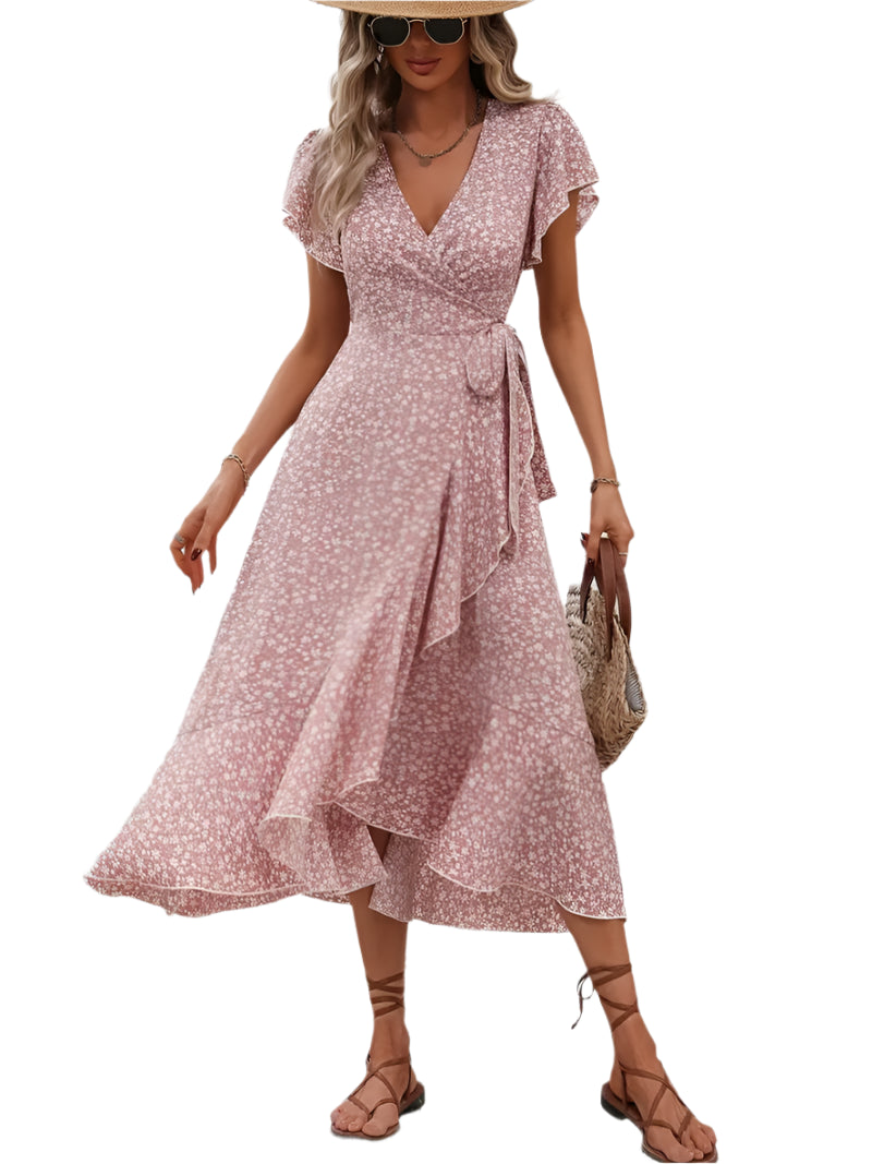 Blomstret Sommerkjole til Kvinder | Elegant Wrap-Design