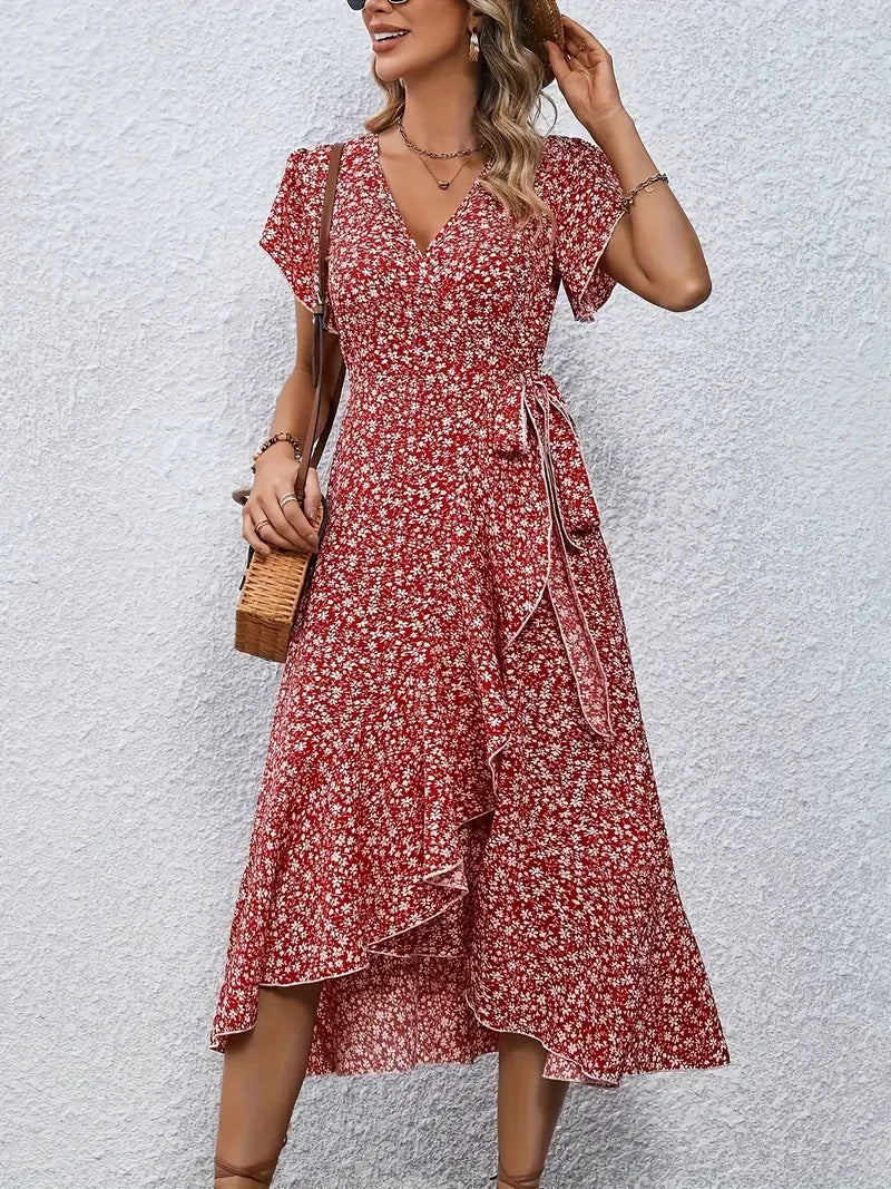 Blomstret Sommerkjole til Kvinder | Elegant Wrap-Design