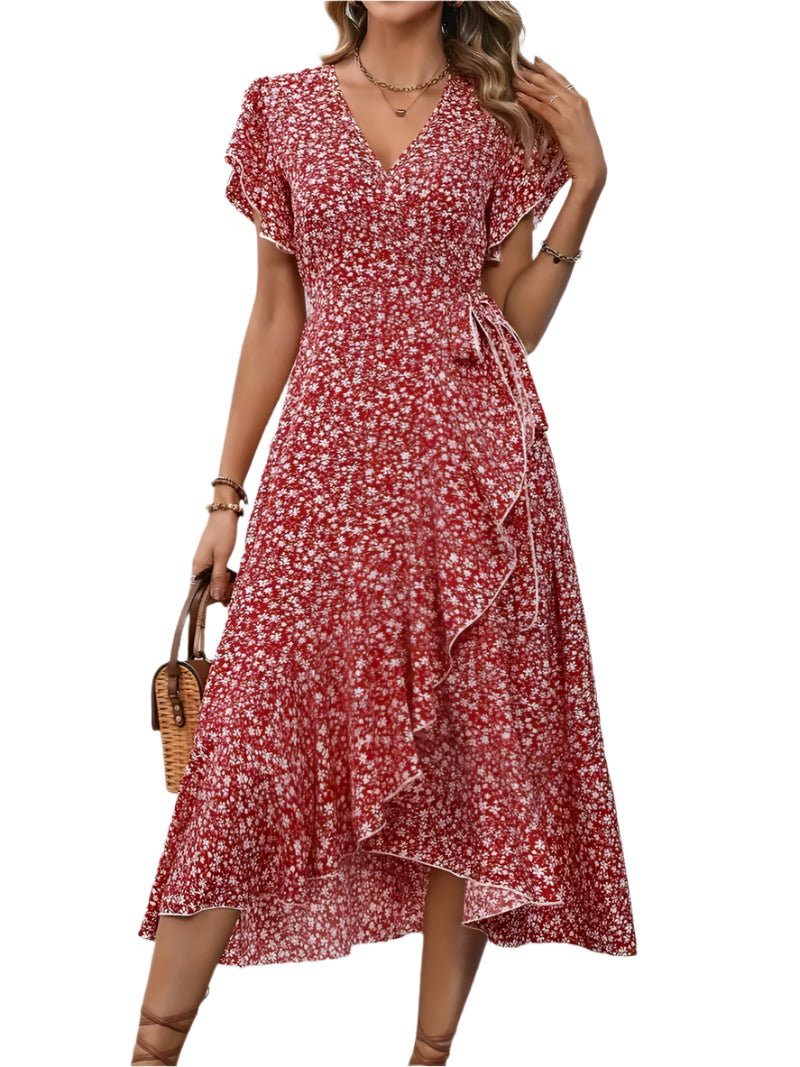 Blomstret Sommerkjole til Kvinder | Elegant Wrap-Design