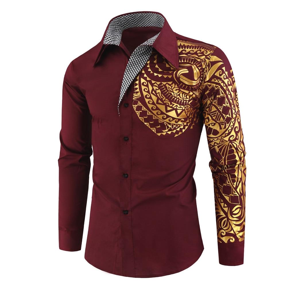Herreskjorte med Guldprint | Elegant Skjorte med Unik Detalje