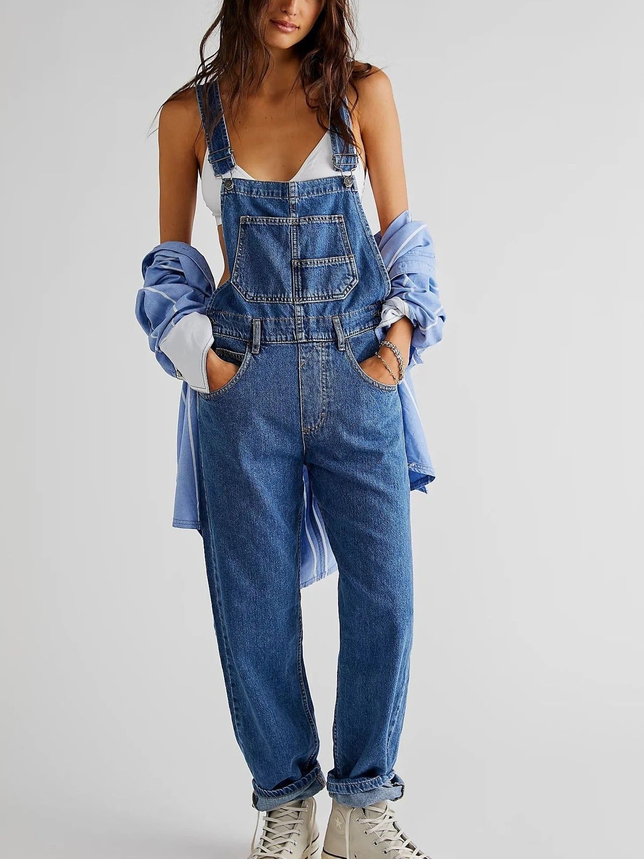Stilfuld Buksedragt i Denim | Perfekt til Casual og Chic Brug