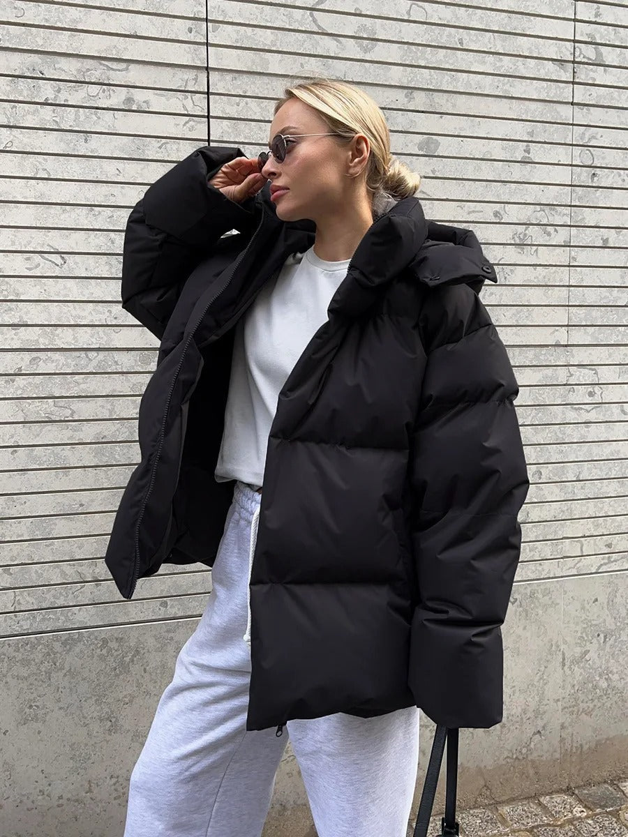 Mode og Komfort Oversized Pufferjakke med Tidsløst Design